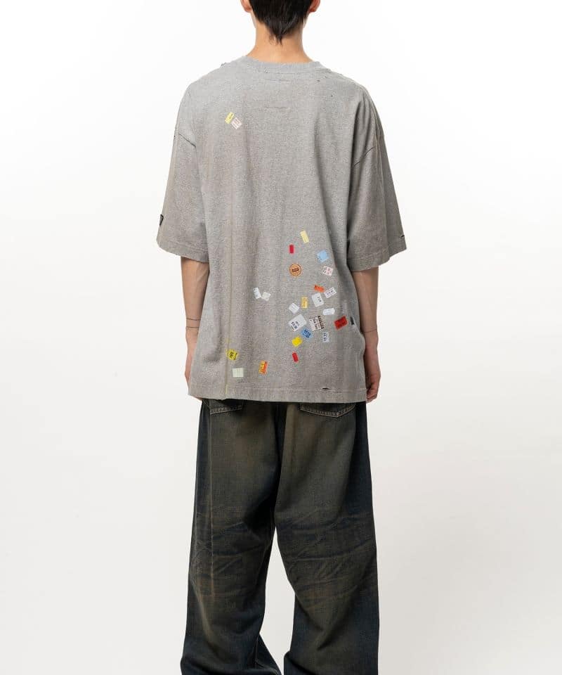 Maison MIHARA YASUHIRO/Price Tag Sticker Printed T-shirt gray 44