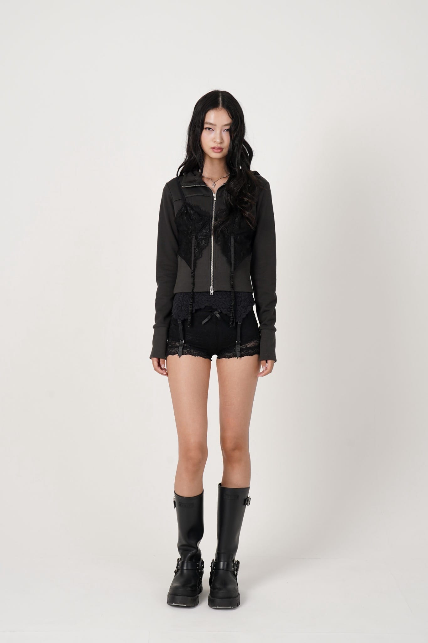 MITSUKI/ミツキ/Lingerie docking Hoodie（black） black F
