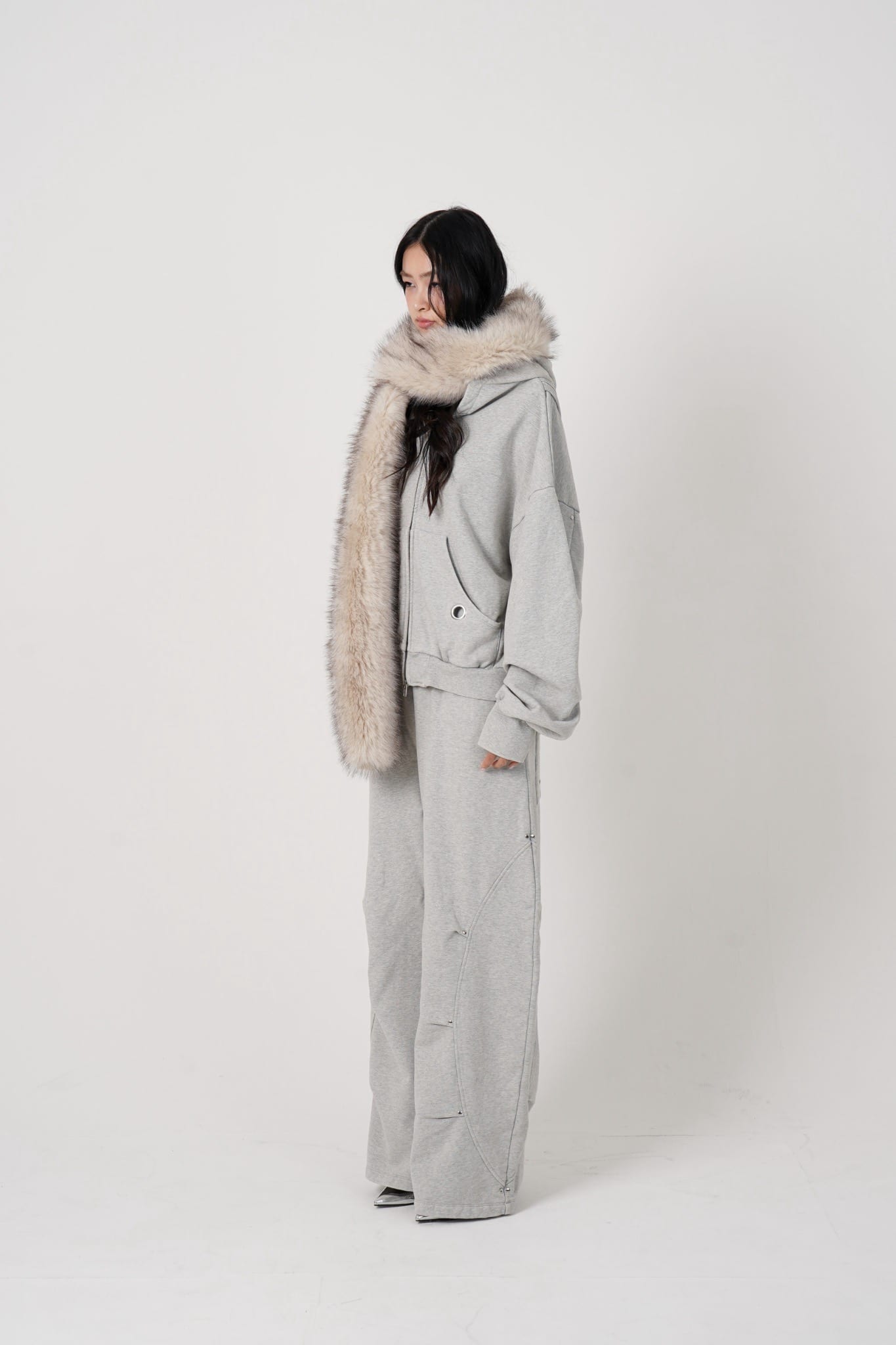 MITSUKI/ミツキ/Faux Muffler Hoodie(gray) gray F