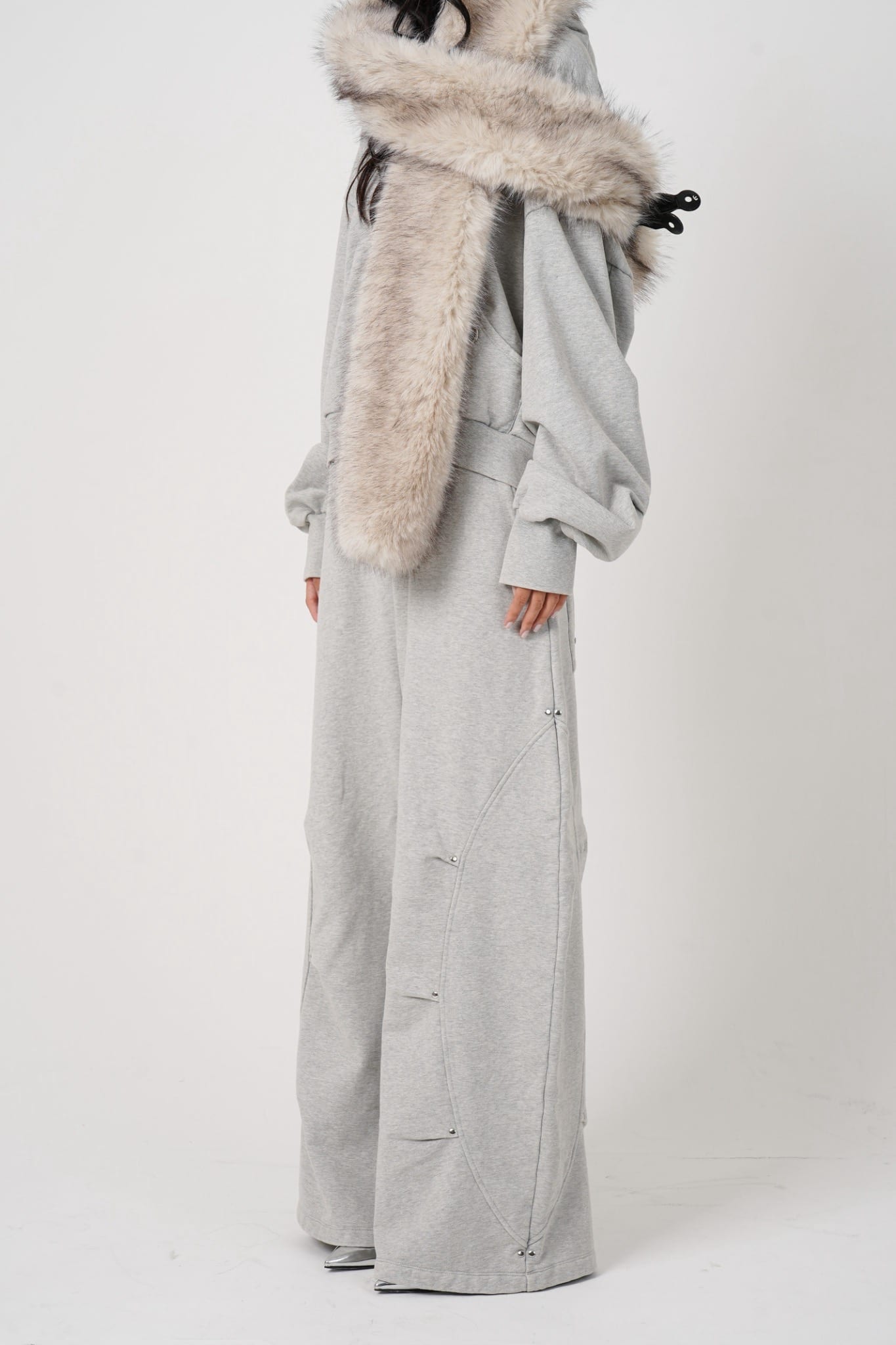 MITSUKI/ミツキ/Eyelet Tuck Sweat Pants (gray) gray S