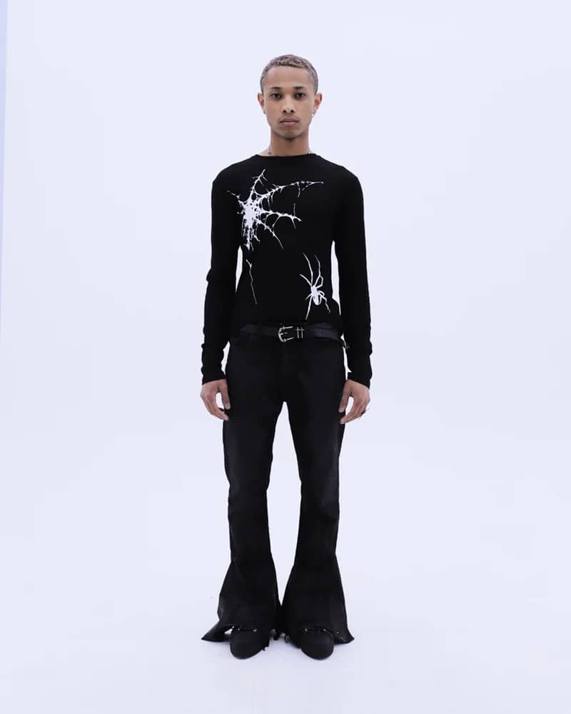 LAST NEST/Spider Web See-through L/S T-Shirt / Black black M