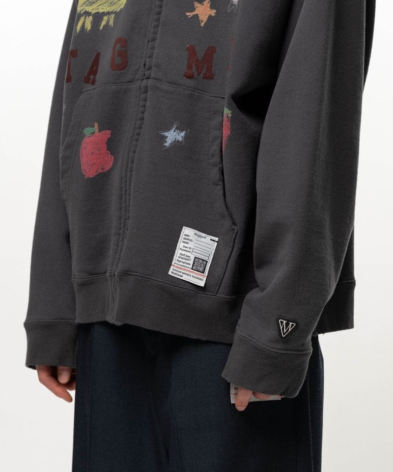 Maison MIHARA YASUHIRO/Kids Doodle Printed Zip-up Hoodie black 46