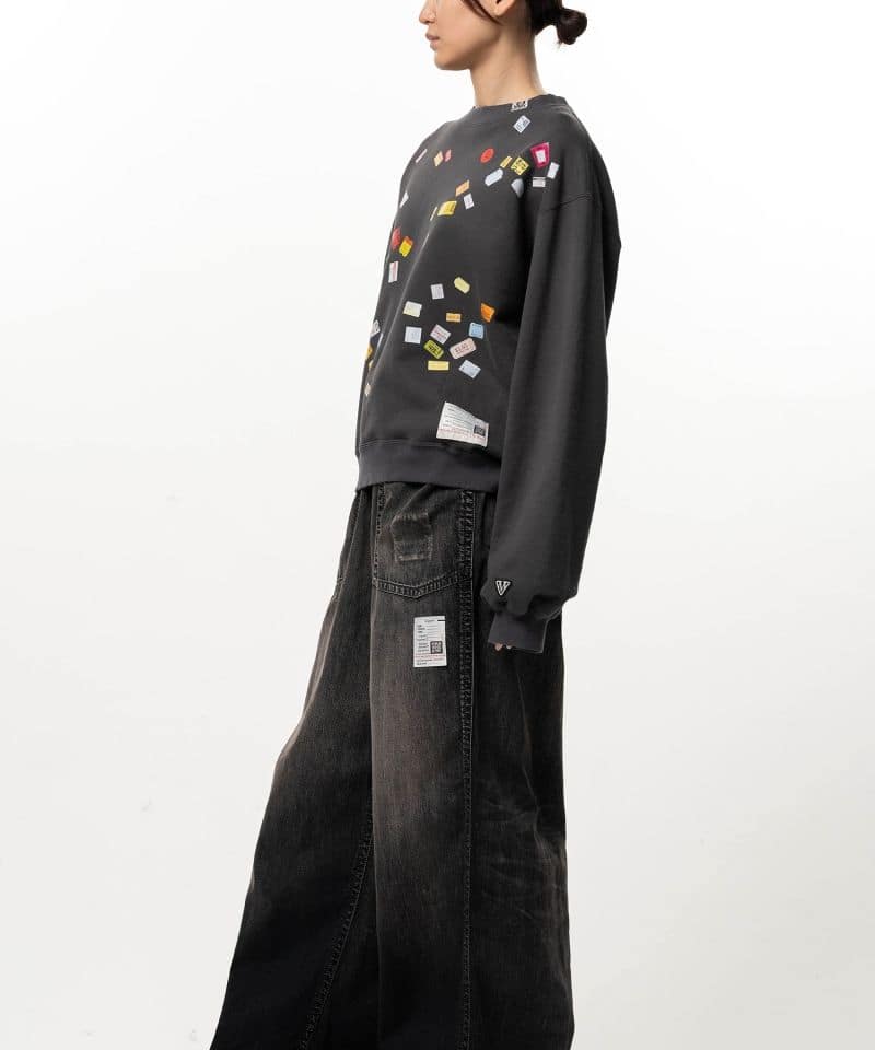Maison MIHARA YASUHIRO/Price Tag Sticker Printed Sweatshirt black 38