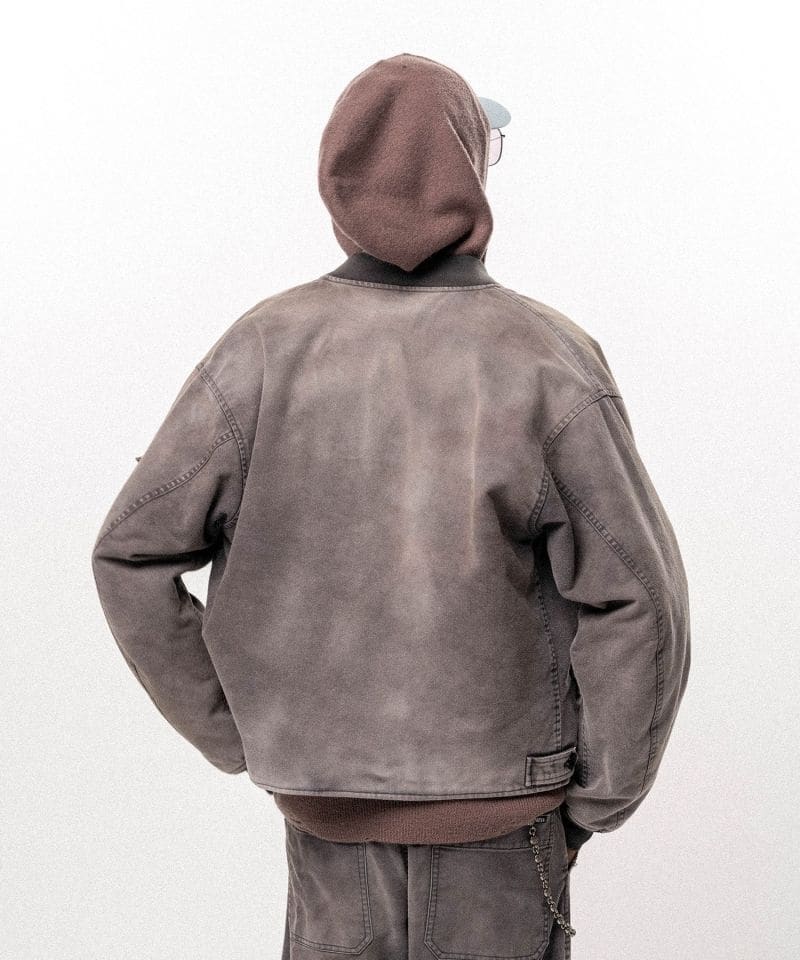 KAMIYA/Embroidered Sun Faded Like Flight Jacket DARK GRAY S