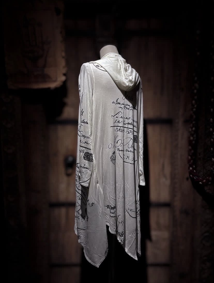 SHARE SPIRIT/シェアースピリット/PRINT LONG CARDIGAN white M
