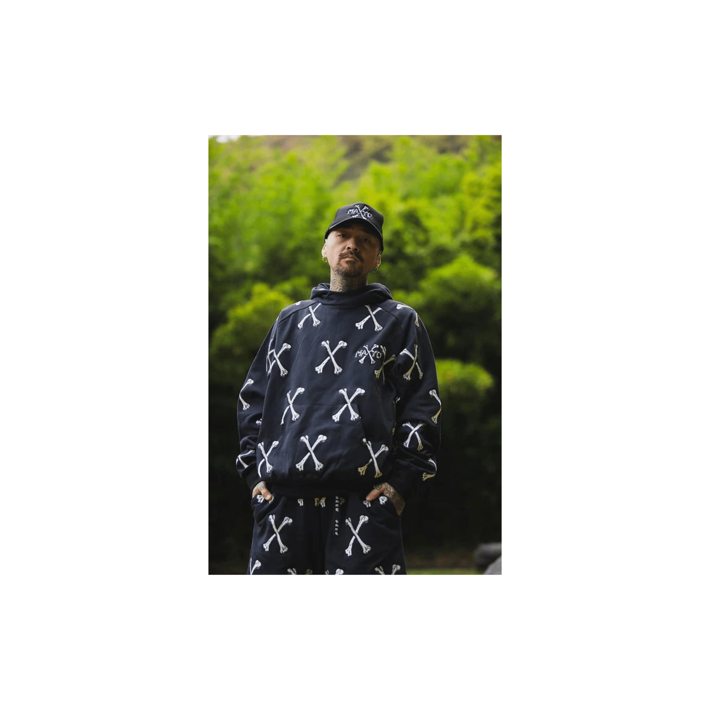 【MAYO】 CROSS BONES Embroidery Sweat Shorts black XL