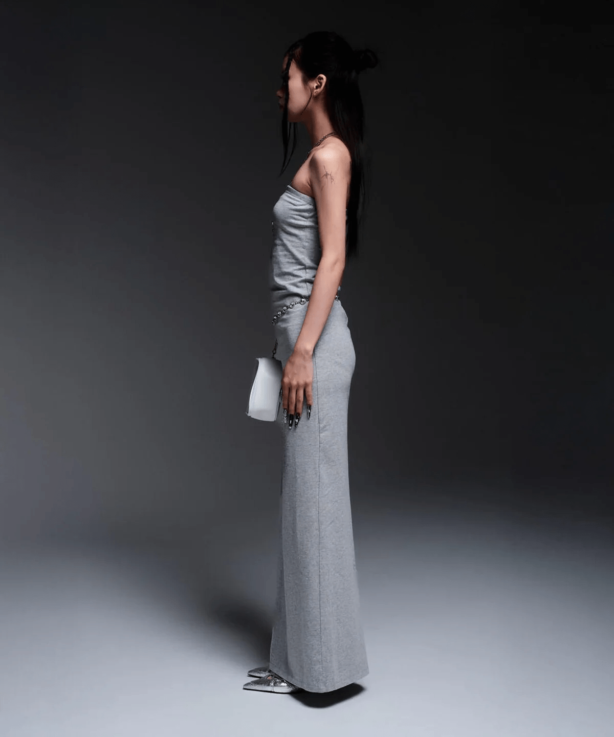 MITSUKI/ミツキ/BUST POINT FIT DRESS gray F