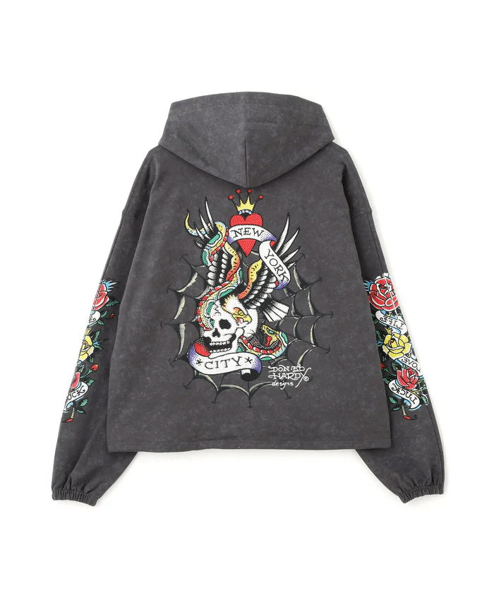 FR(13)NDS × Ed Hardy/フレンズ × エド・ハーディ/コラボジップフーディ gray M