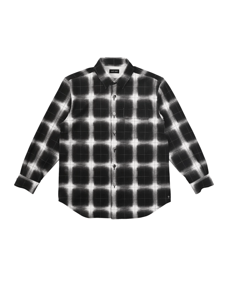 LAST NEST/Printed Flannel Shirts / Black black XL