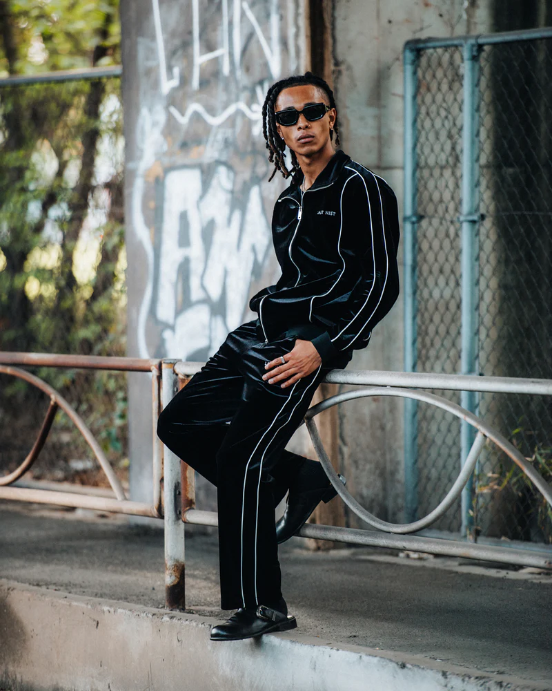 LAST NEST/Velour Track Jacket V2 / Black black L