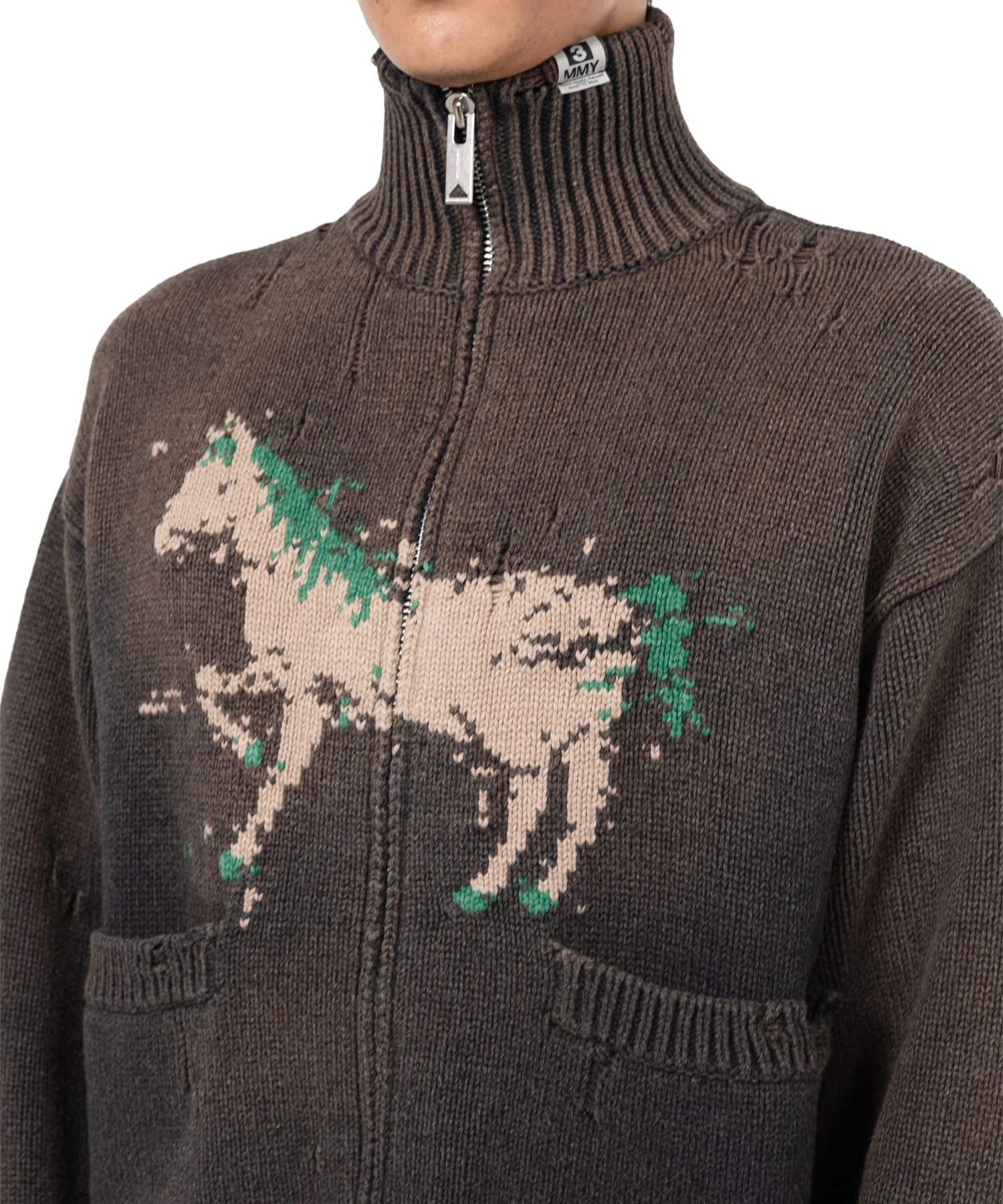 Maison MIHARA YASUHIRO/Horse Jacquard Knit Cardigan black 44