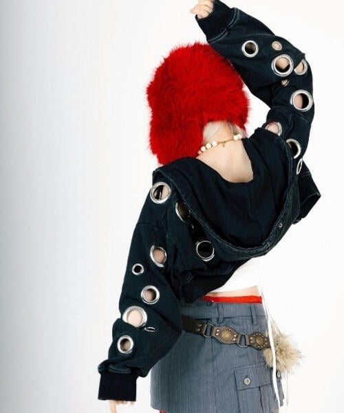 MITSUKI/ミツキ/EYELET HOODIEＥ black F