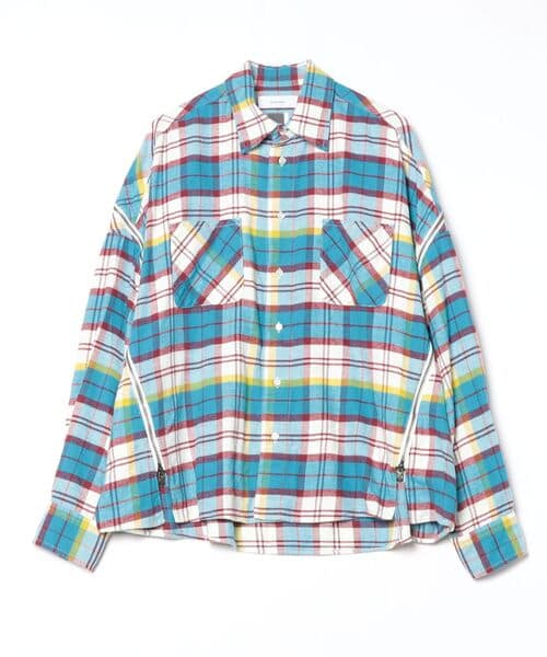 FACETASM/ファセッタズム/CHECK ZIPPER SHIRT blue 4