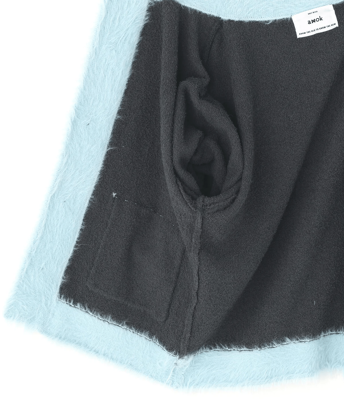 amok /アモク/COLLARLESS KNIT JACKET gray F