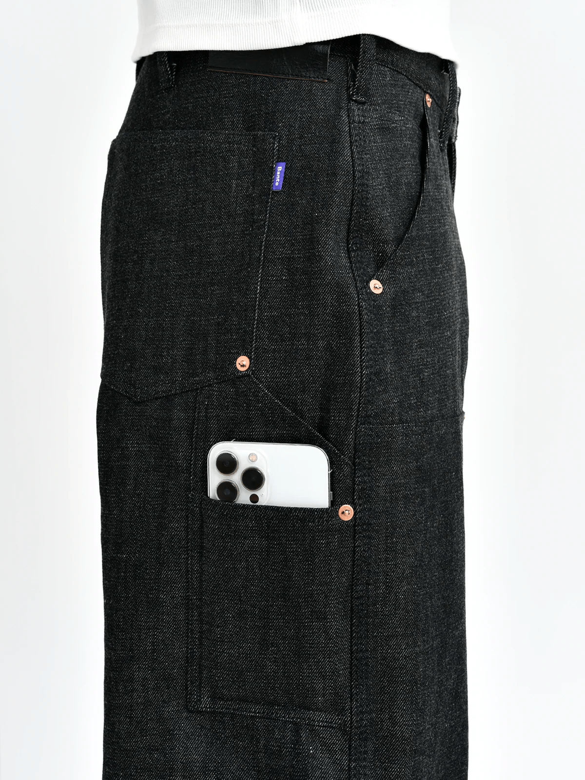 Bante/Japanese Double Knee Denim Pants - Indigo black 1