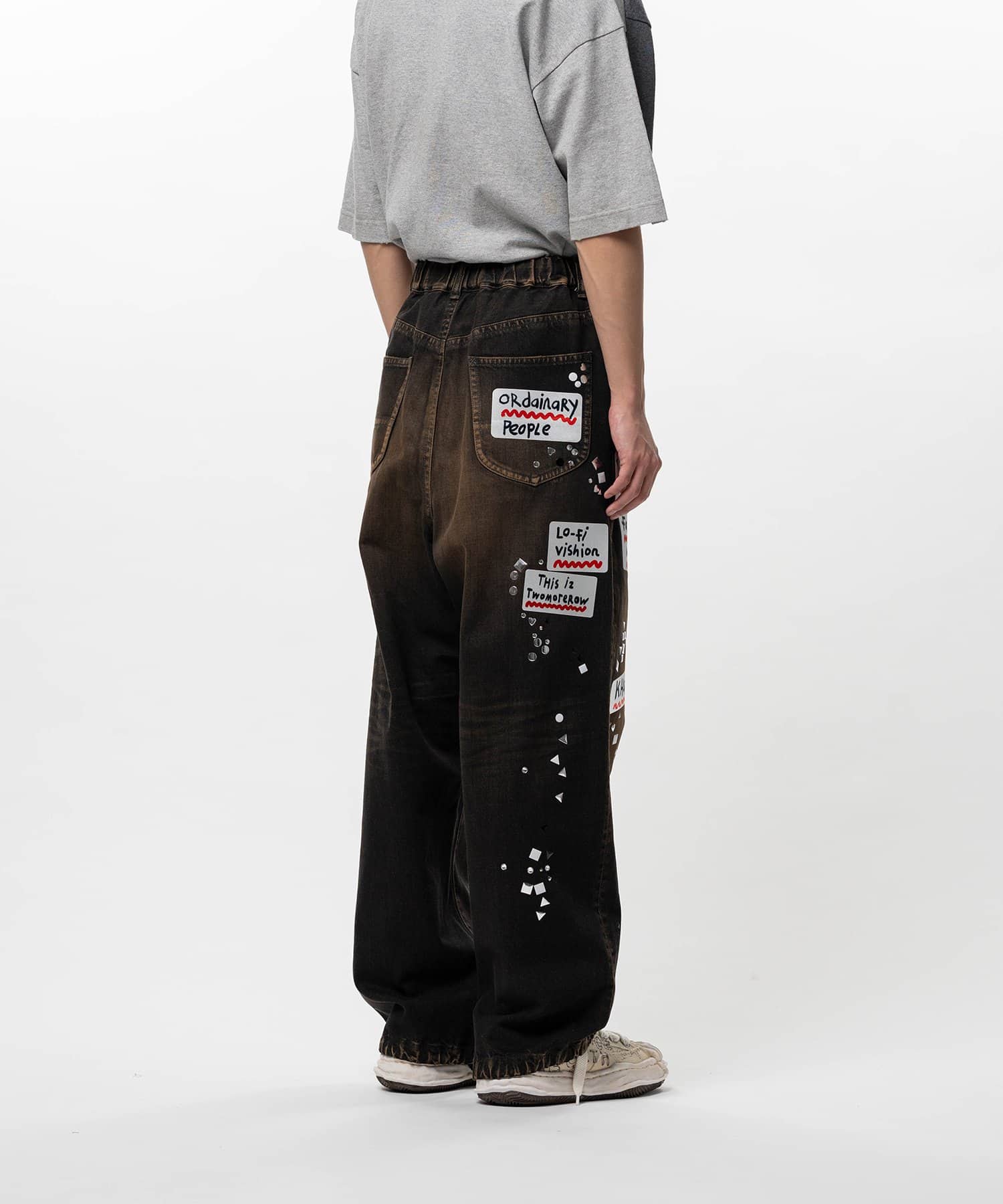 Maison MIHARA YASUHIRO/Embellished Sticker Denim Pants black 44