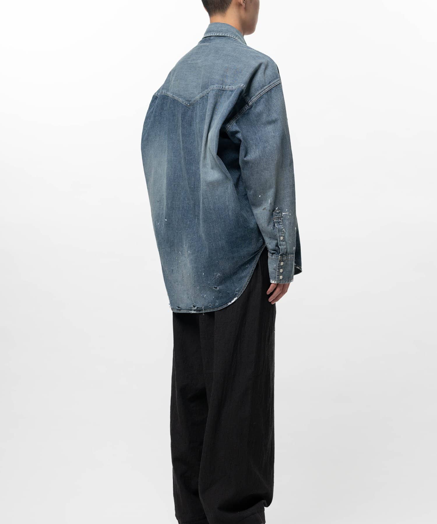 Maison MIHARA YASUHIRO/Kids Sticker Printed Denim Shirt blue 48