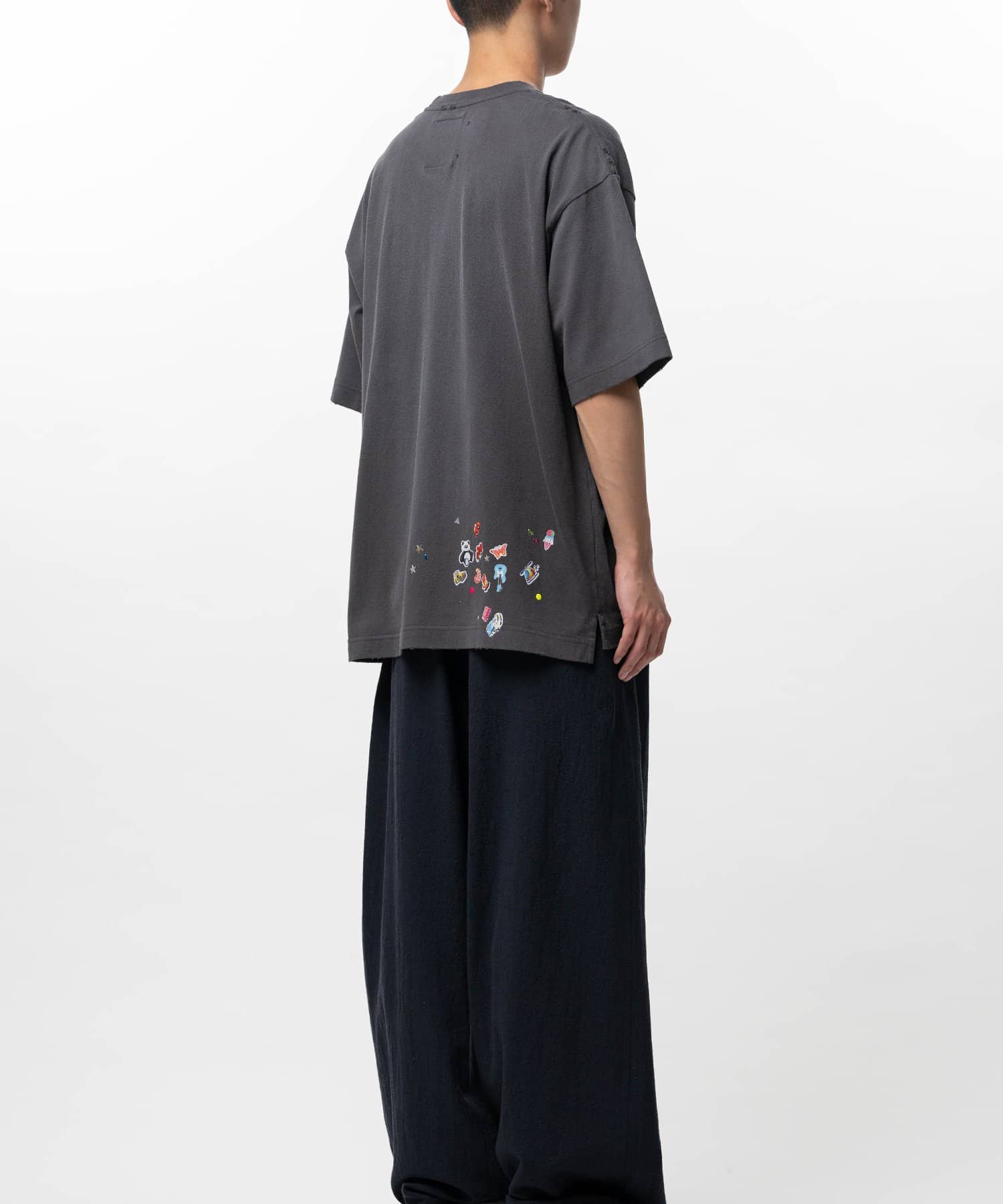 Maison MIHARA YASUHIRO/Kids Sticker Printed T-shirt black 46
