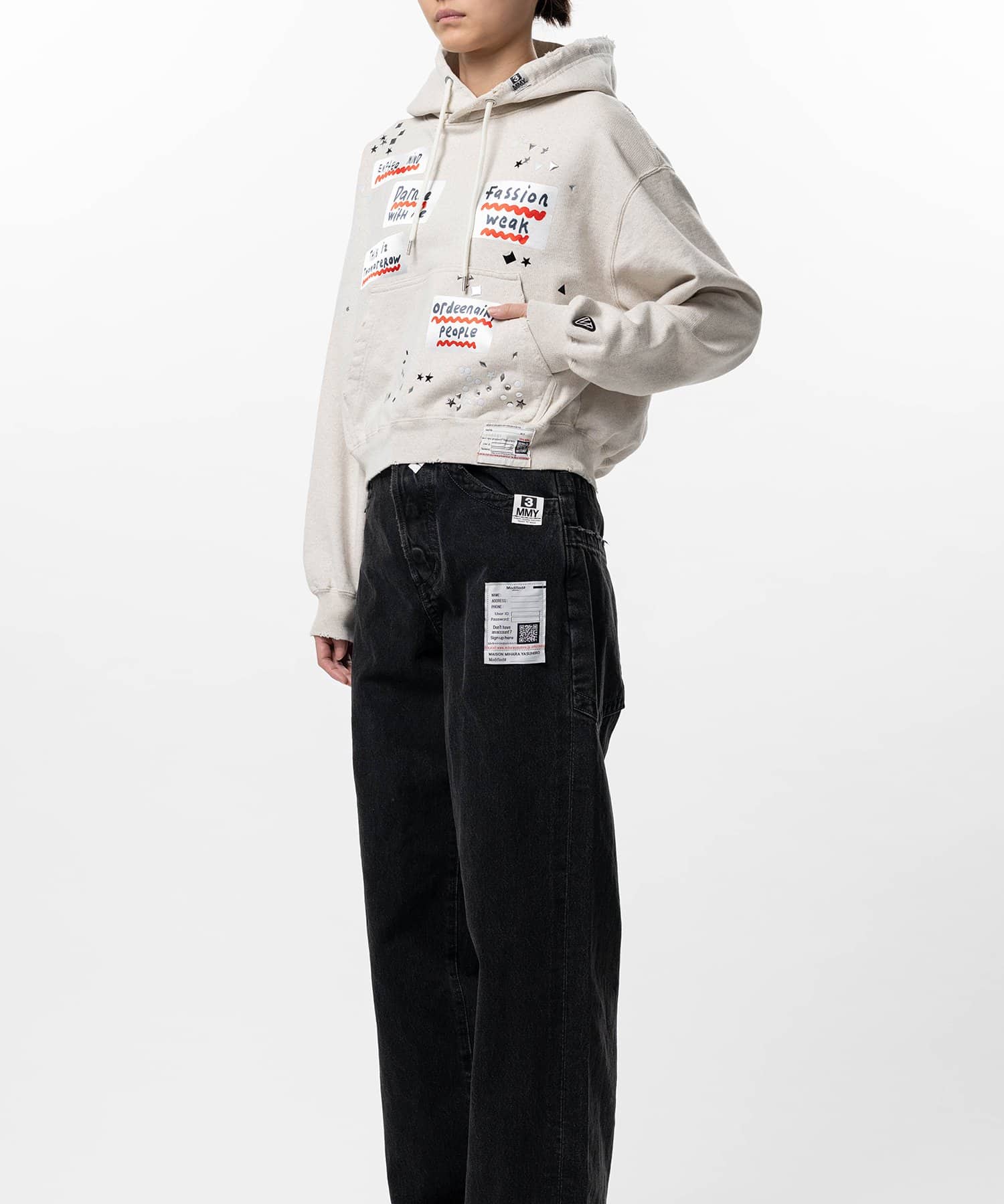 Maison MIHARA YASUHIRO/Embellished Sticker Hoodie white 36