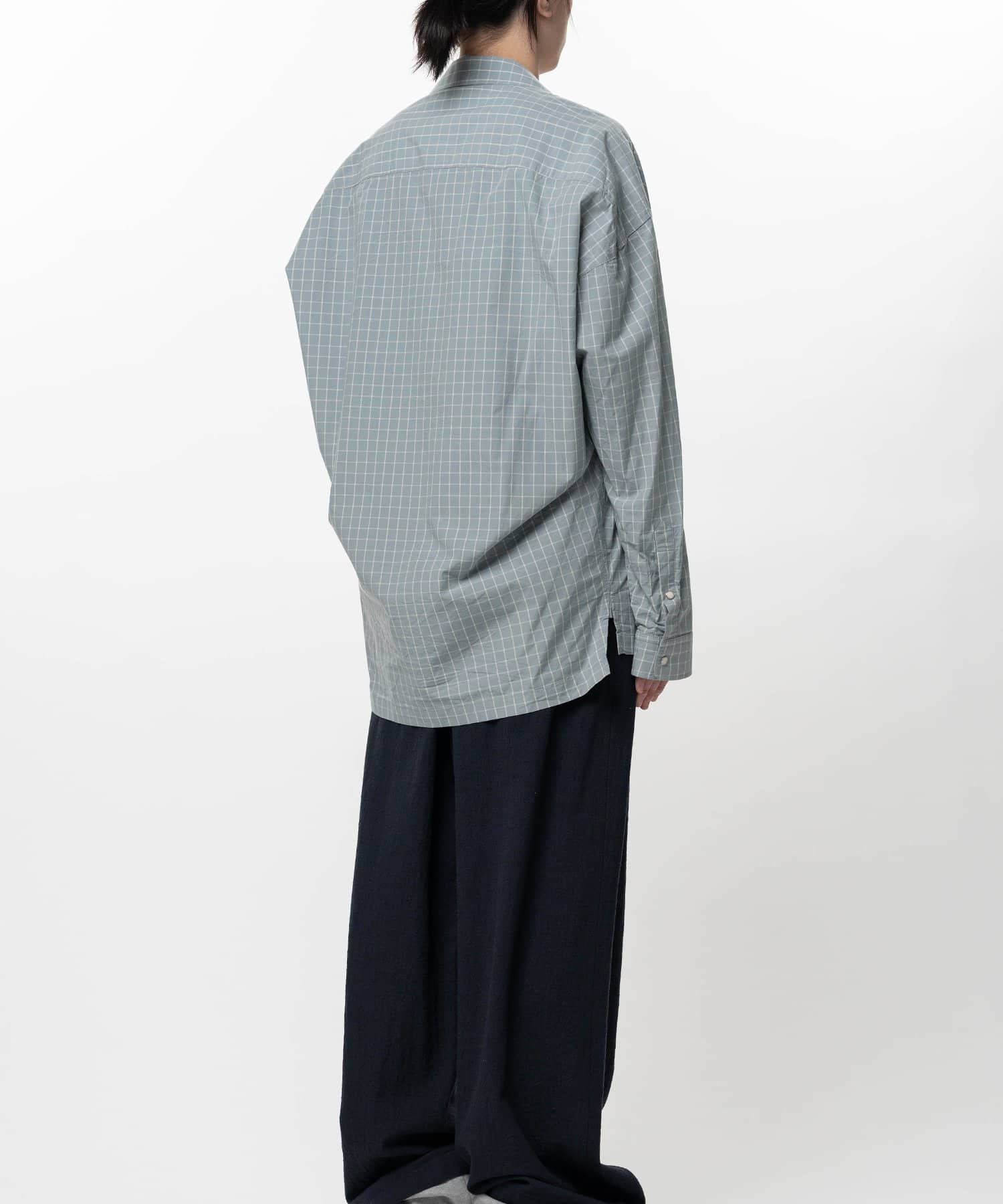Maison MIHARA YASUHIRO/Embellished Sticker Long Sleeve Check Shirt gray 46
