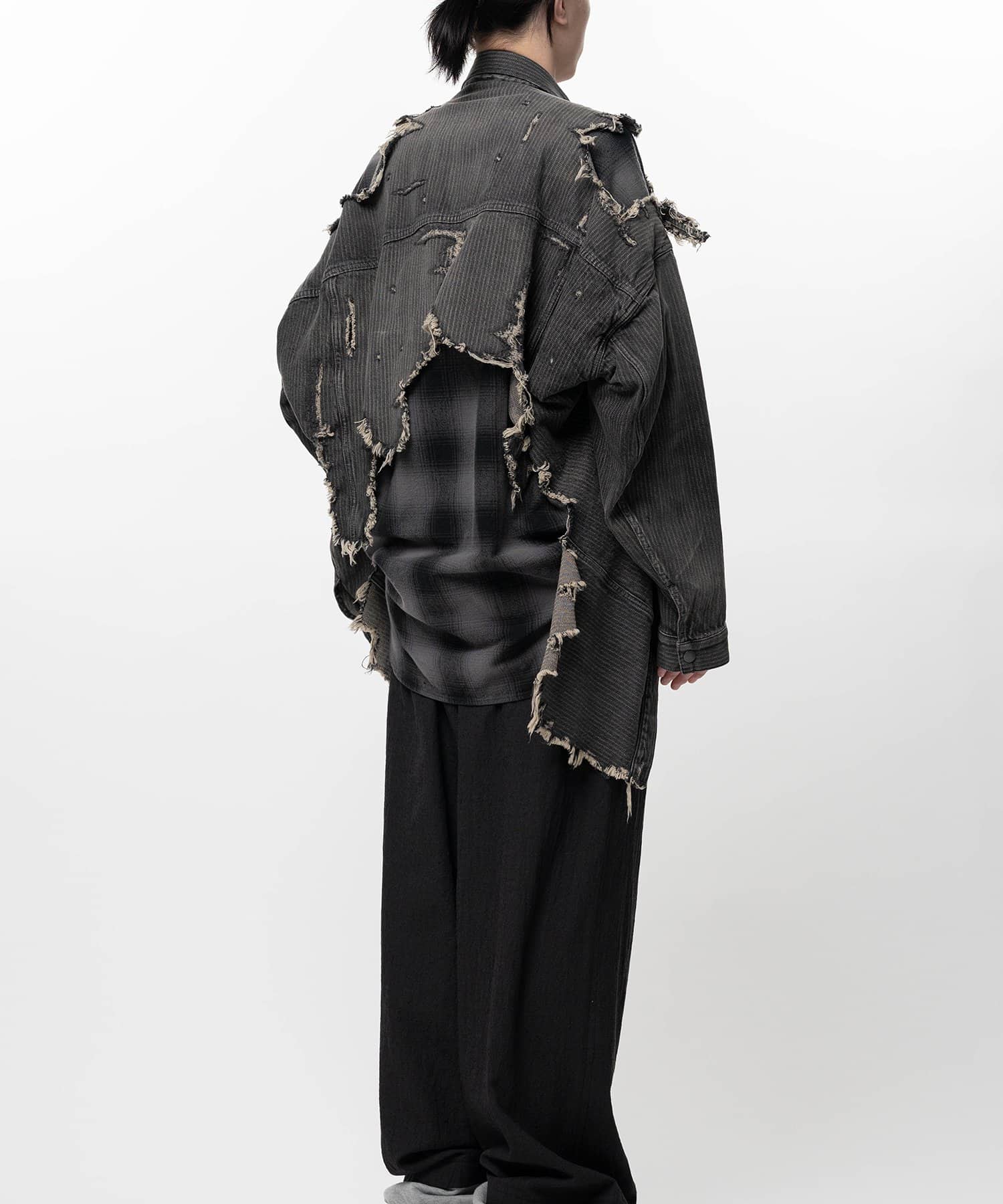 Maison MIHARA YASUHIRO/Check Shirt Layered Denim Jacket black 44