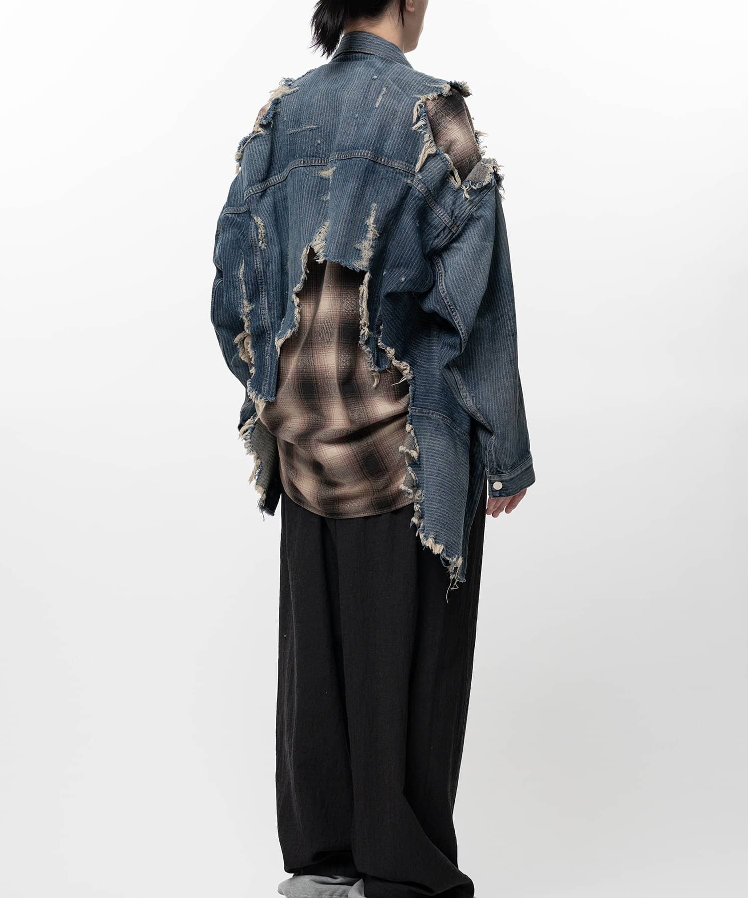 Maison MIHARA YASUHIRO/Check Shirt Layered Denim Jacket INDIGO 48