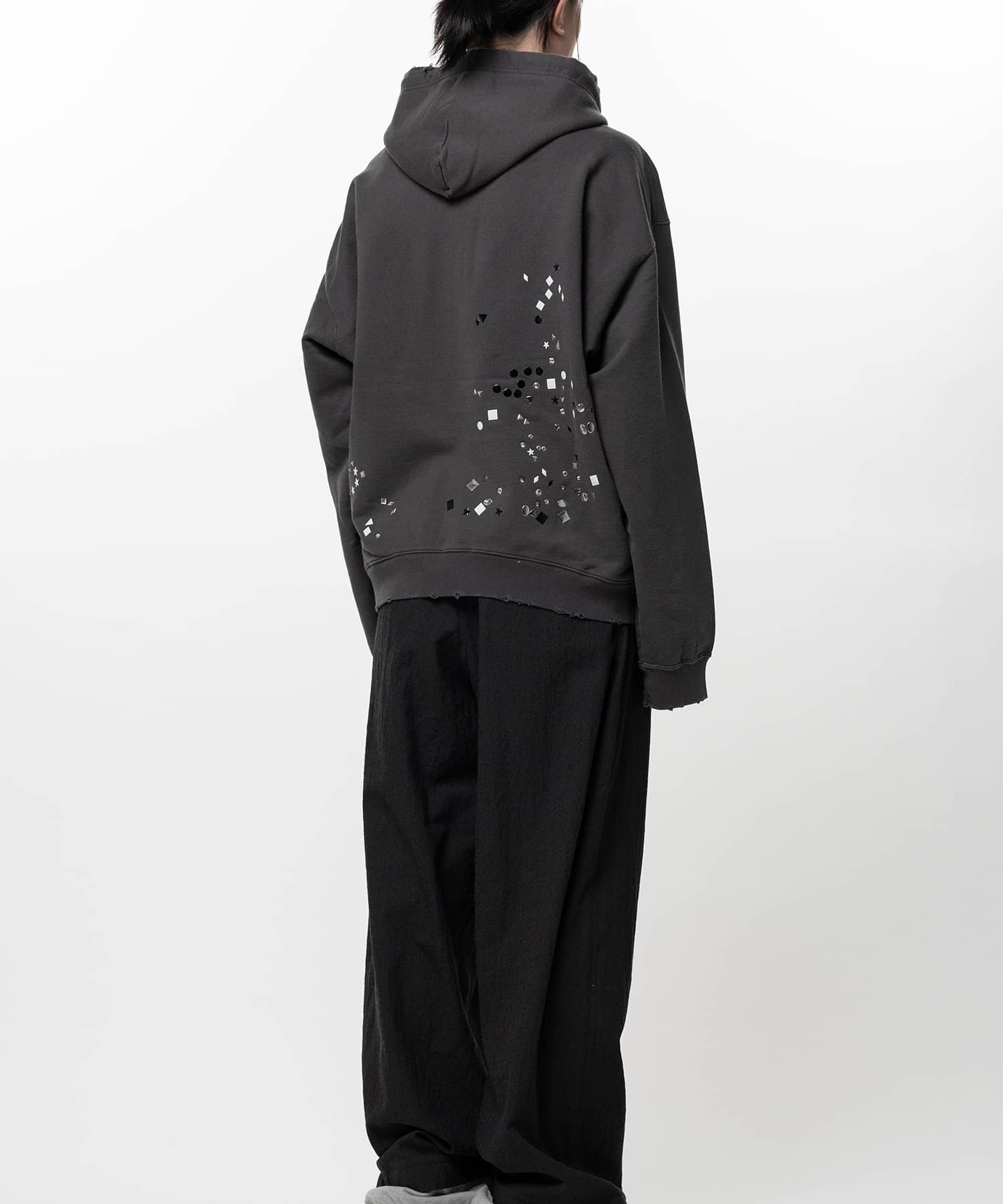 Maison MIHARA YASUHIRO/Embellished Sticker Zip-Up Hoodie black 46