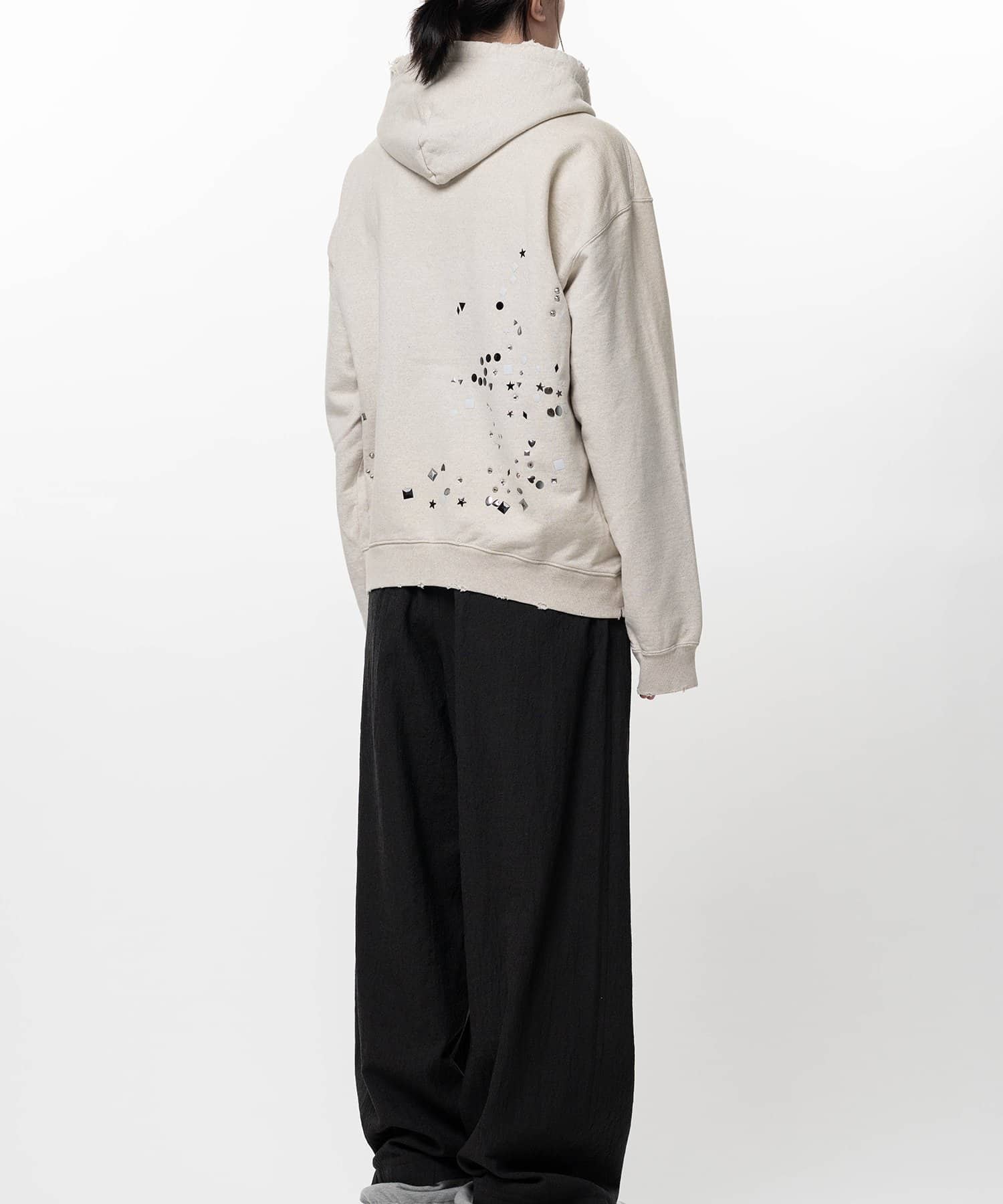 Maison MIHARA YASUHIRO/Embellished Sticker Zip-Up Hoodie white 44