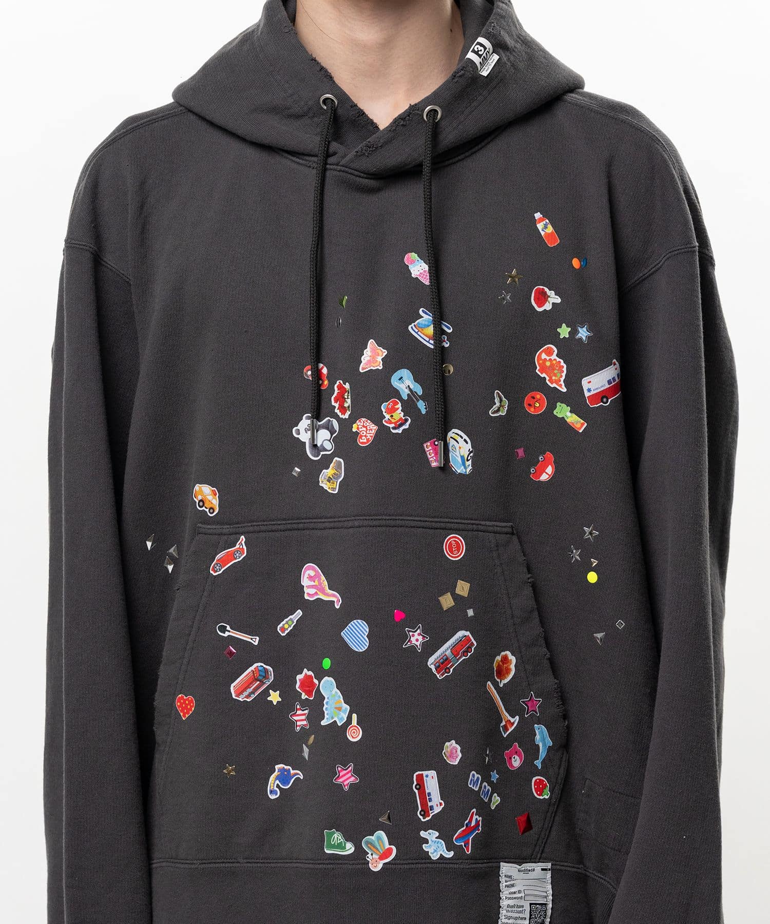 Maison MIHARA YASUHIRO/Kids Sticker Printed Hoodie black 44