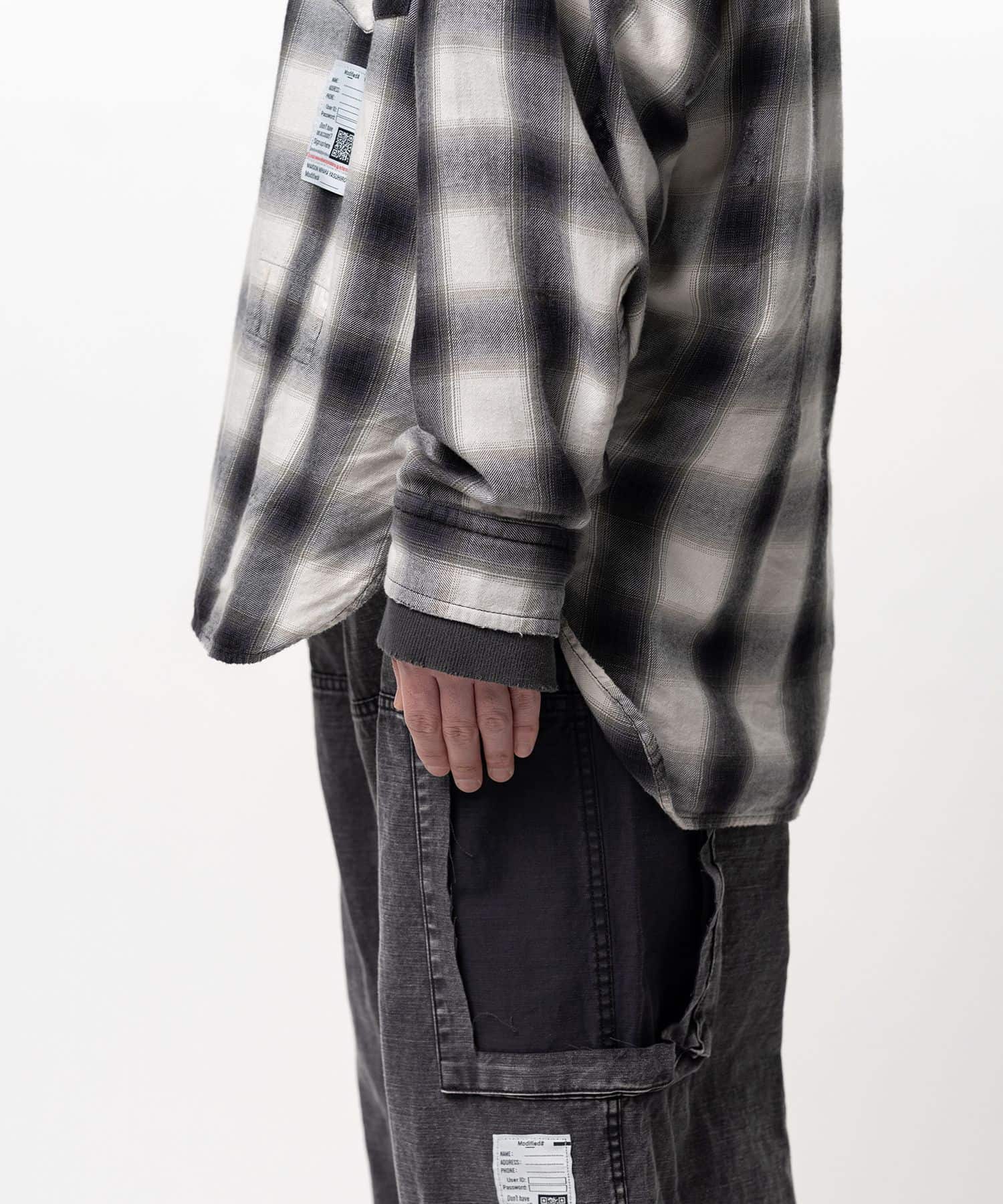 Maison MIHARA YASUHIRO/Hoodie Combine Checkered Shirt black 46