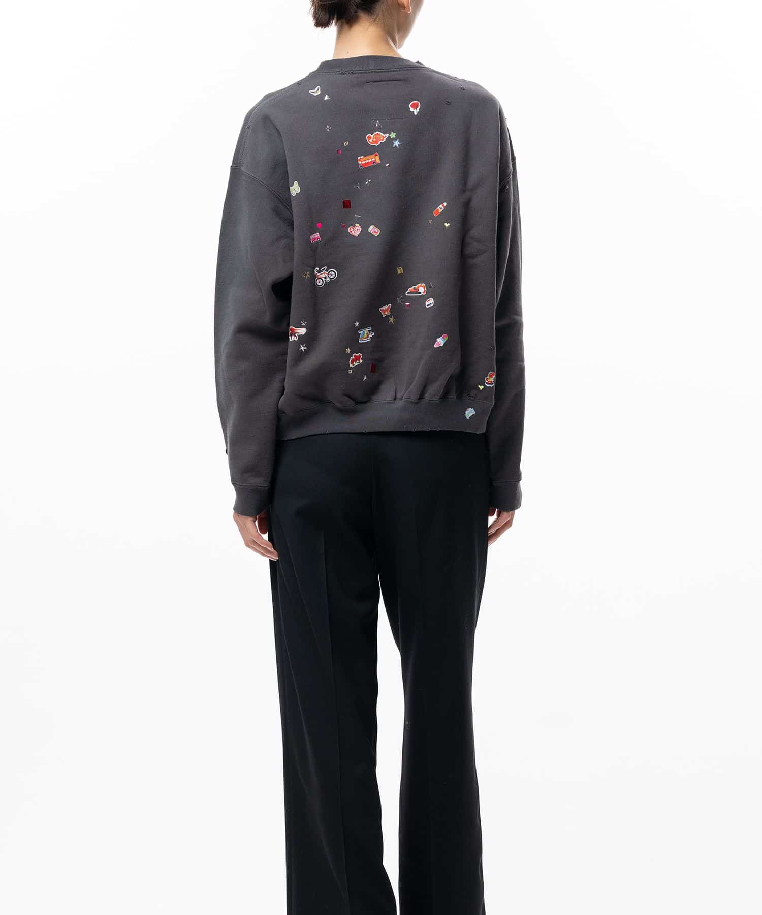 Maison MIHARA YASUHIRO/Kids Sticker Printed Sweatshirt black 36