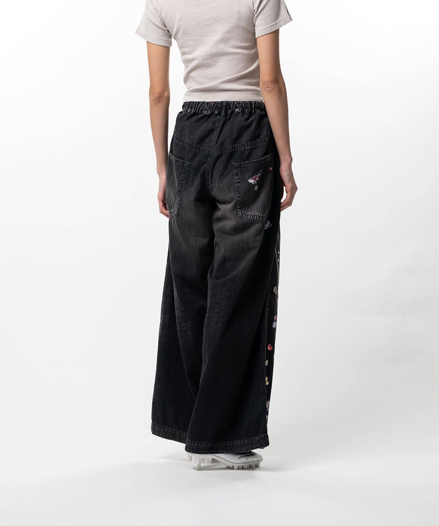 Maison MIHARA YASUHIRO/Kids Sticker Printed Wide Denim Pants black 36