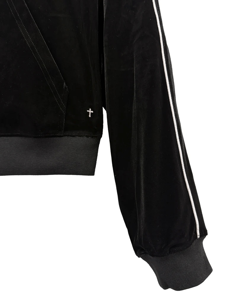 LAST NEST/Velvet Track Hoodie / Black black L