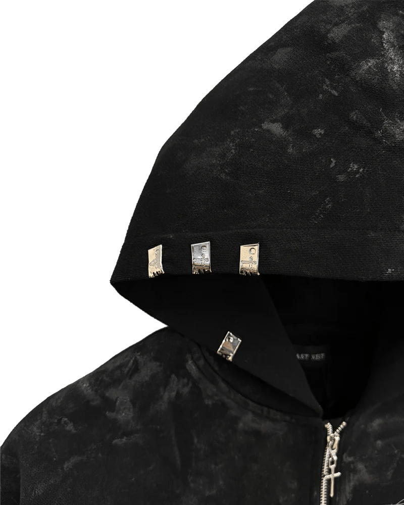 LAST NEST/Coating Logo Hoodie / Black black M