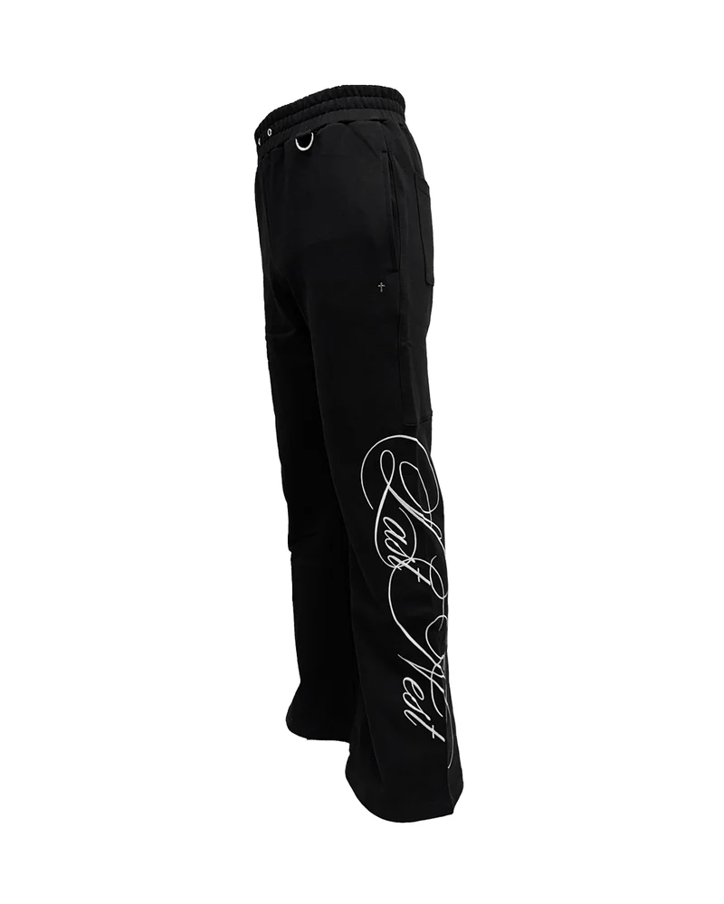 LAST NEST/Embroidery Sweat Pants / Black black M