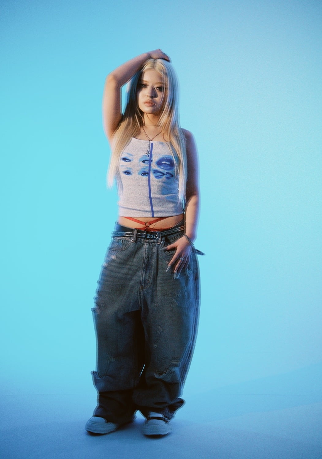 MITSUKI/Face Print TankTop gray F