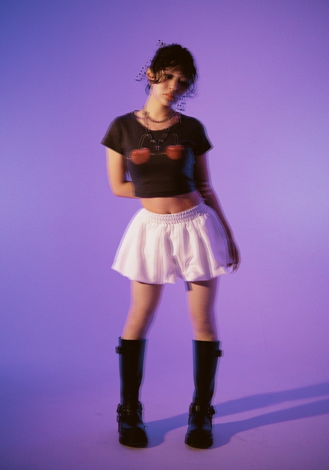 MITSUKI/Cherry Bra T -Shirt black F