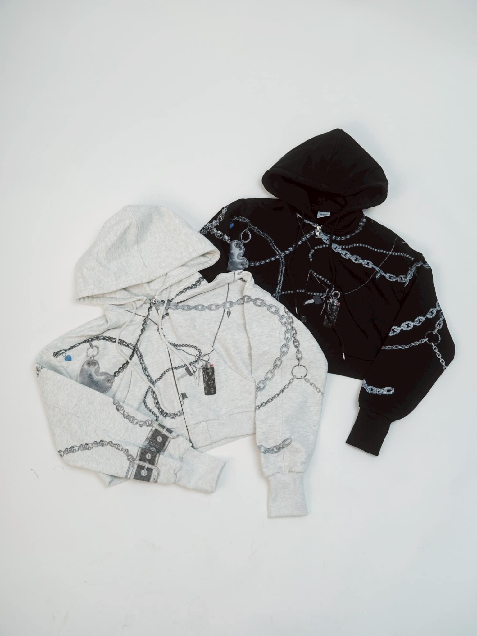 MITSUKI/Mitsuki Printed Hoodie gray F