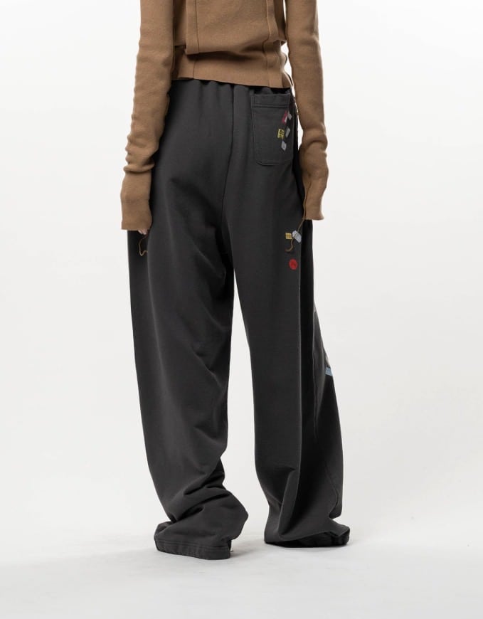 Maison MIHARA YASUHIRO/Price Tag Sticker Printed Wide Sweat Pants black 36