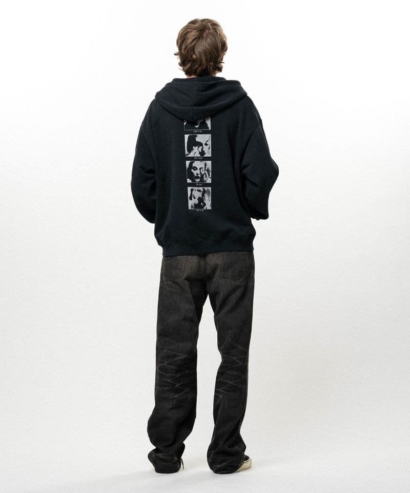 KAMIYA/"DISTORTED Girl" Zip-up Hoodie black S