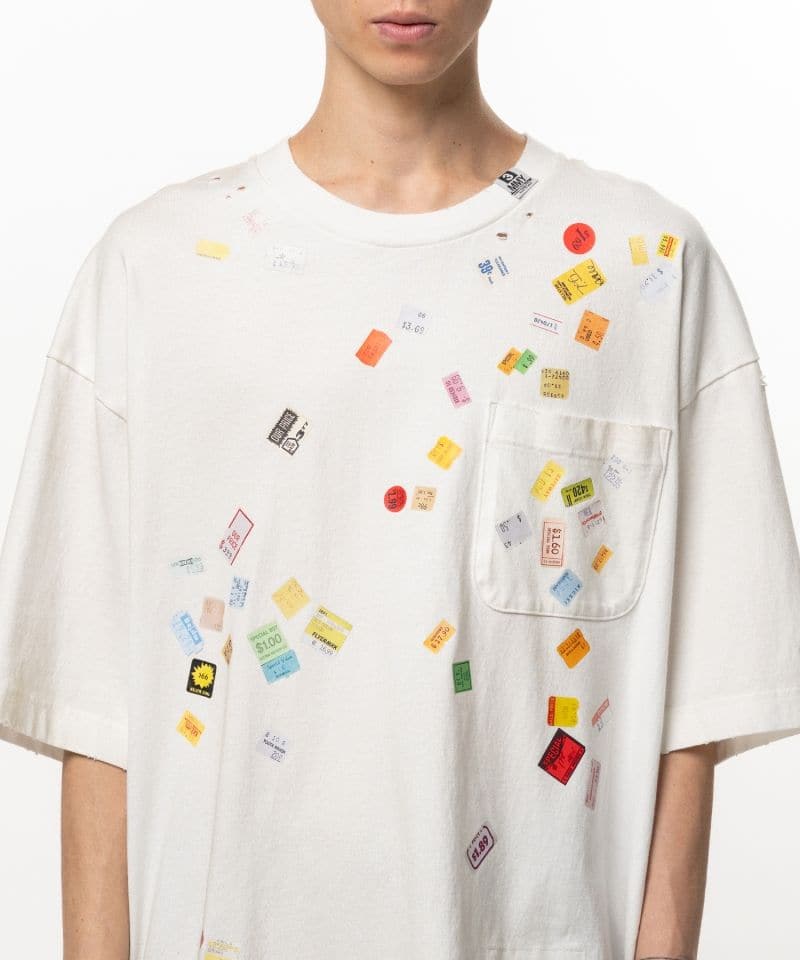 Maison MIHARA YASUHIRO/Price Tag Sticker Printed T-shirt white 44