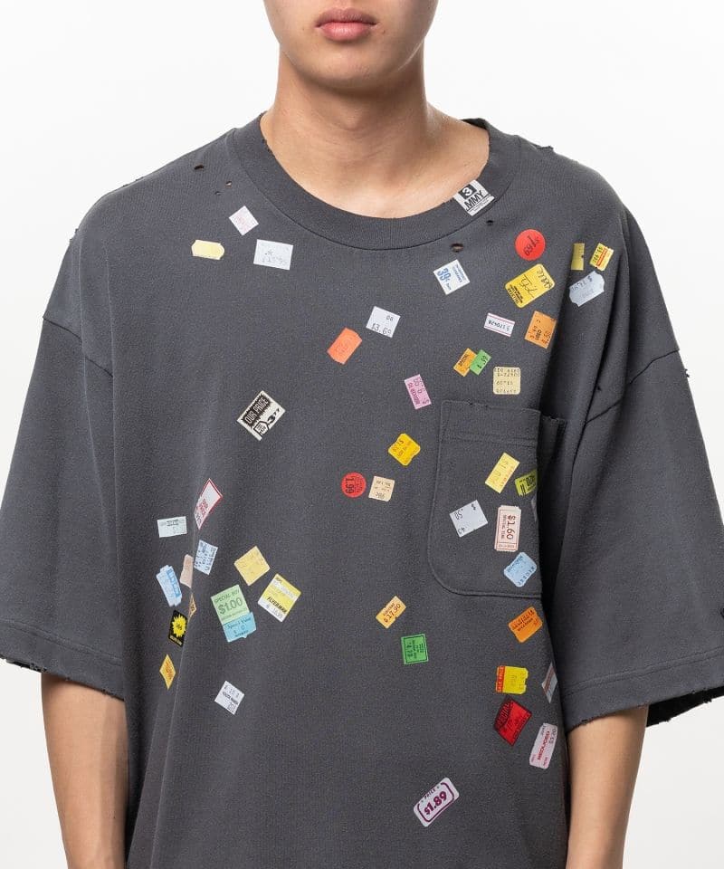 Maison MIHARA YASUHIRO/Price Tag Sticker Printed T-shirt black 48