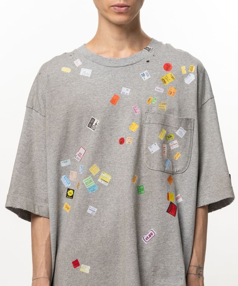 Maison MIHARA YASUHIRO/Price Tag Sticker Printed T-shirt gray 44