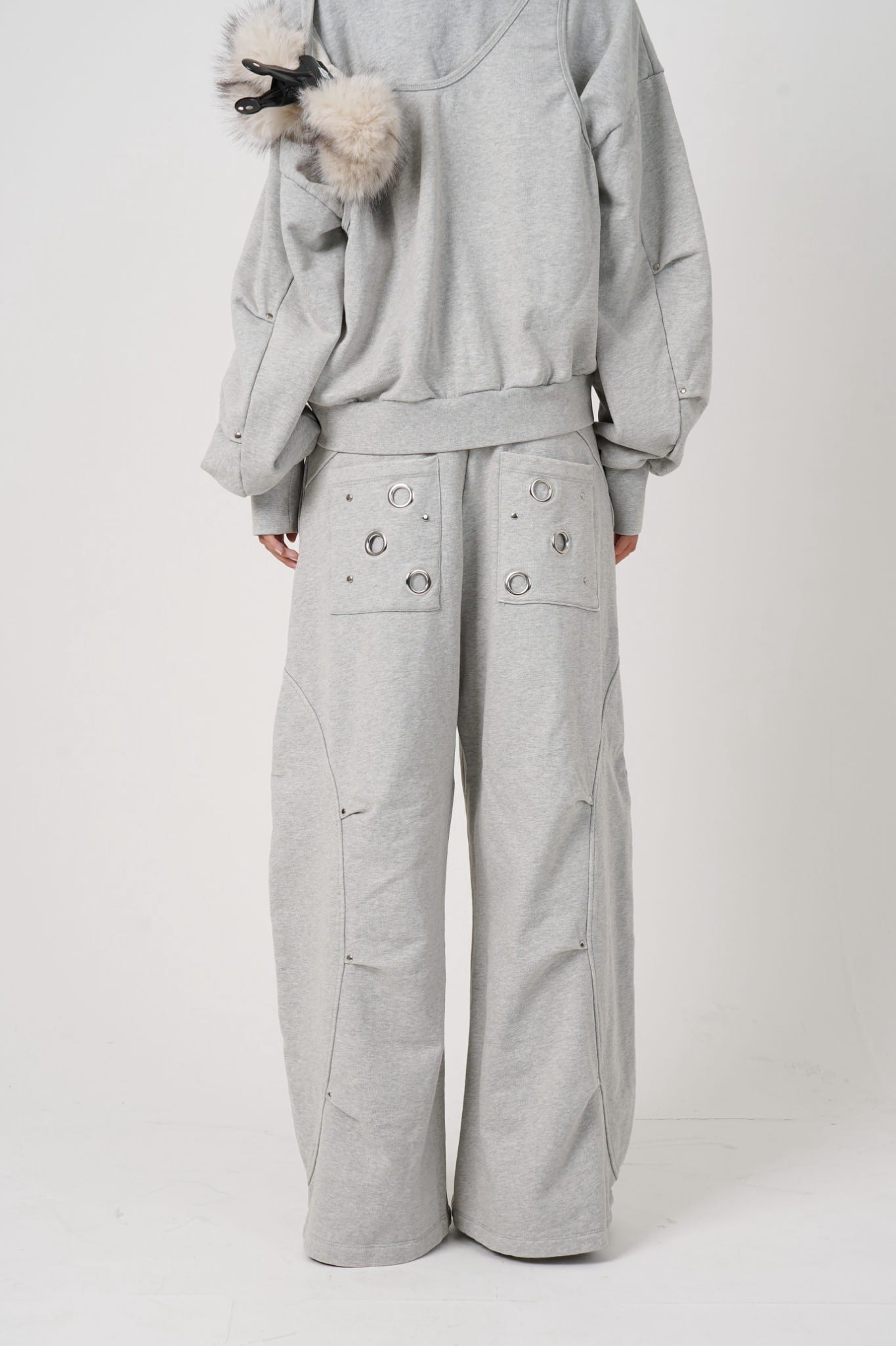 MITSUKI/ミツキ/Eyelet Tuck Sweat Pants (gray) gray S