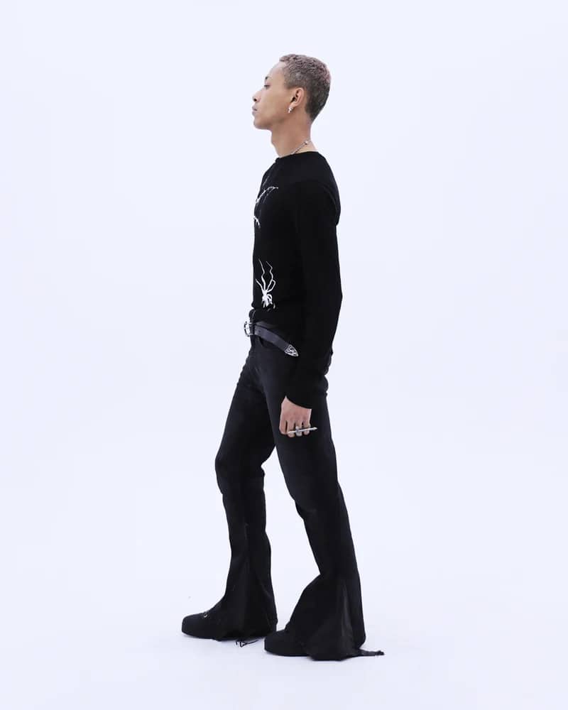 LAST NEST/Spider Web See-through L/S T-Shirt / Black black L
