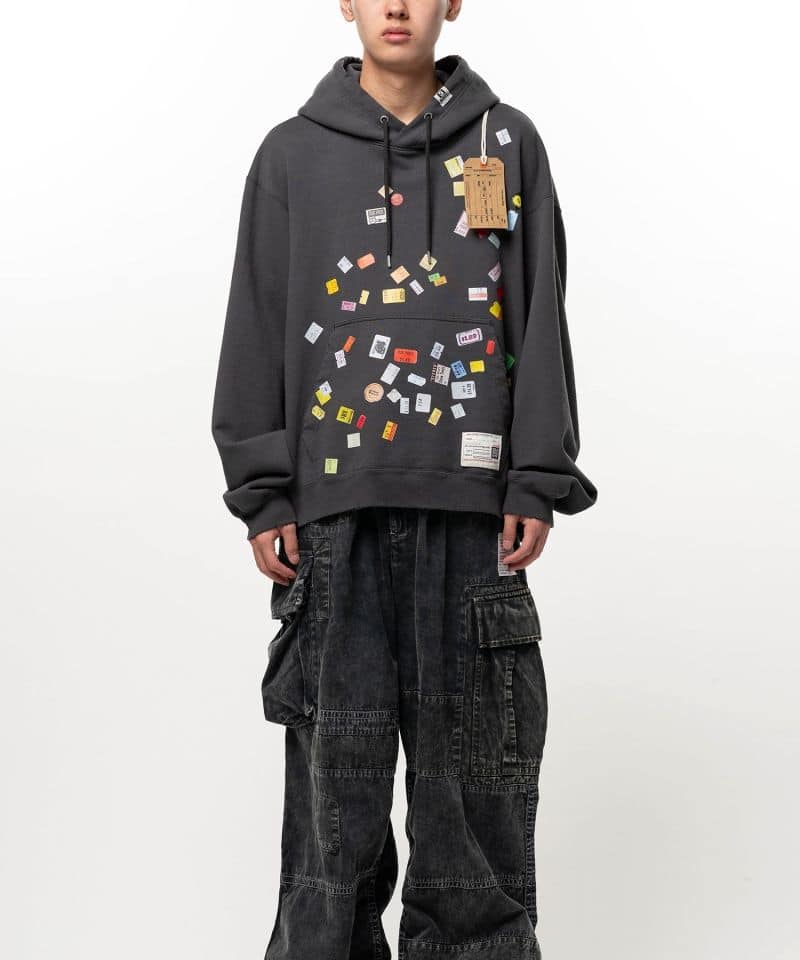 Maison MIHARA YASUHIRO/Price Tag Sticker Printed Hoodie black 50