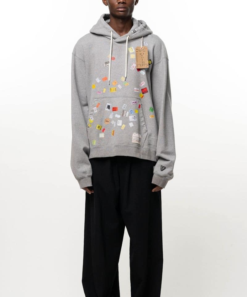 Maison MIHARA YASUHIRO/Price Tag Sticker Printed Hoodie gray 44