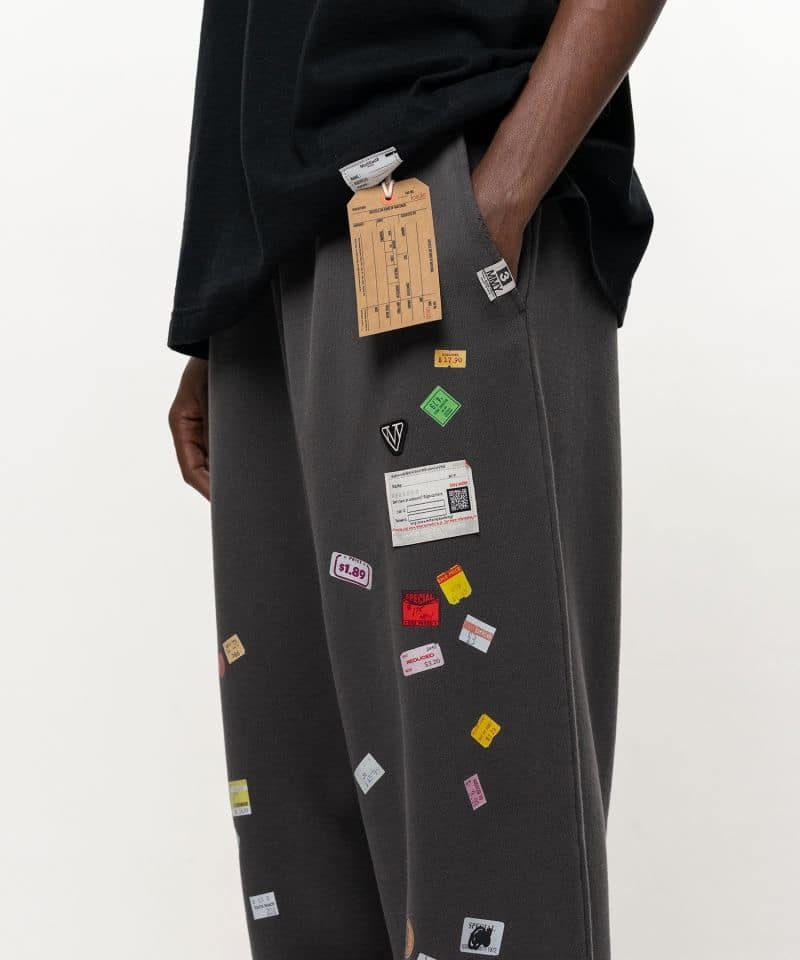 Maison MIHARA YASUHIRO/Price Tag Sticker Printed Sweat Pants black 46