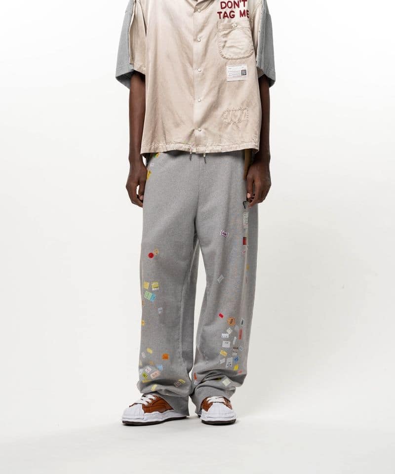 Maison MIHARA YASUHIRO/Price Tag Sticker Printed Sweat Pants black 46