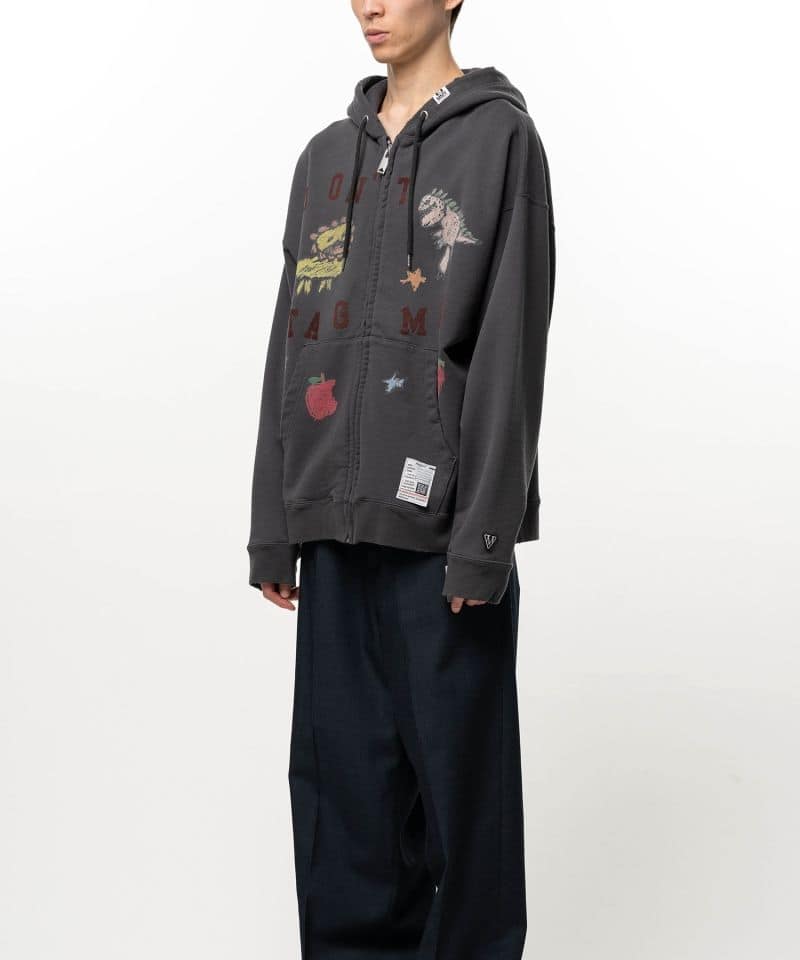 Maison MIHARA YASUHIRO/Kids Doodle Printed Zip-up Hoodie black 48